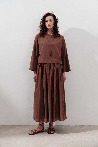 Manuka Tie-Up Detail Wide Skirt Hot Brown