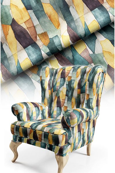 CANİLA Modern Watercolor Patterned Digital Looking Carpet Flooring Fabric. Sturdy Fabric with Cotton Lining