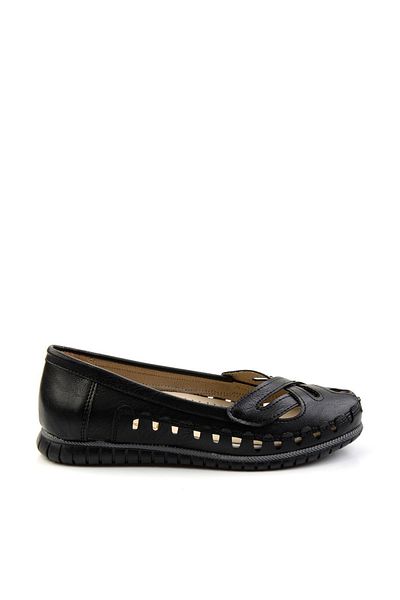 Bambi Black Leather Women's Ballerinas K01140005103