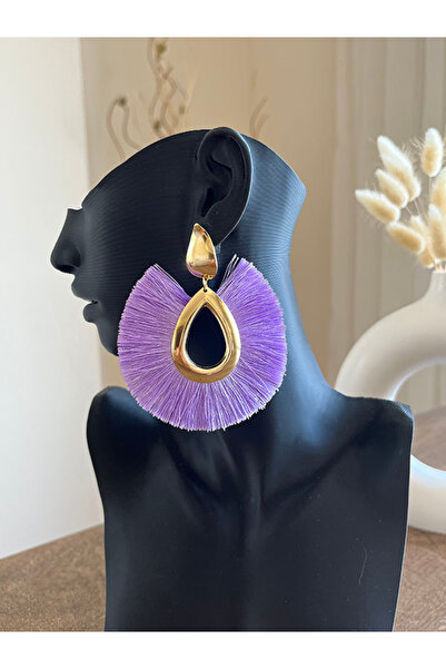 Büyük Hanım أقراط نسائية على شكل سبيكة معدنية مع شرابة كبيرة