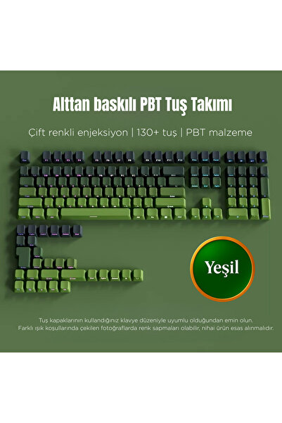 Leaven Mekanik Klavye Keycaps Seti- 130 Tuş PBT Çift Baskılı-Alttan Baskılı G...