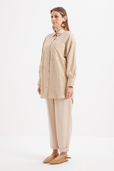 ALLDAY Bej-Fisto Detaylı Büyük Cepli Gömlek