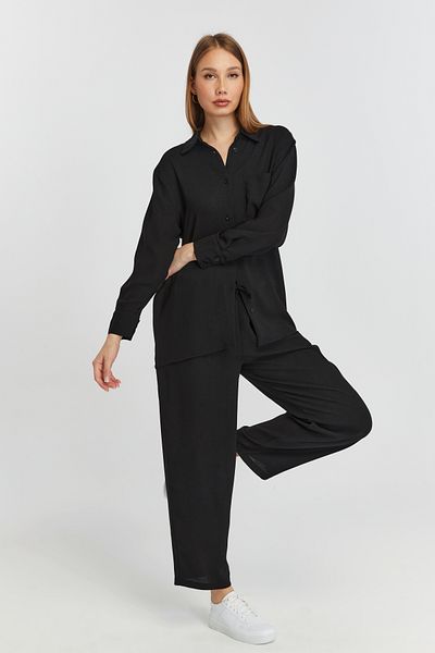 Bolivente Women's Black Wide Leg Woven Trousers