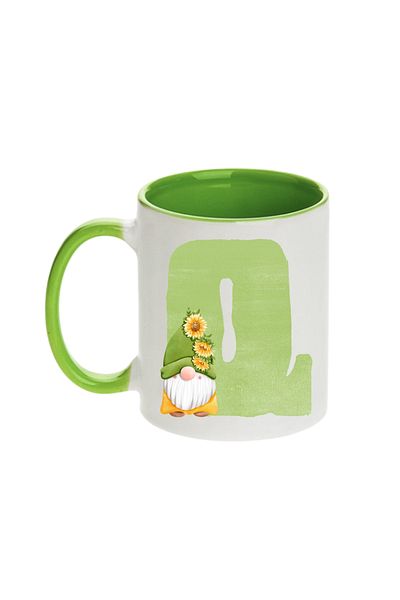 SiestaSafari Alphabet Personalized Coffee Mug with Letter Gnome Print, Gift for Woman for Birthday, Home, Office