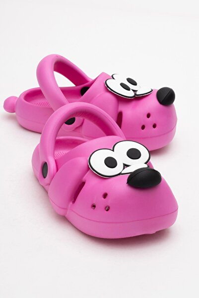 Evojean Cute Daily Garden Seaside Beach Nursery Unisex Children's Slippers & Sandals with Fuchsia Dog Figure