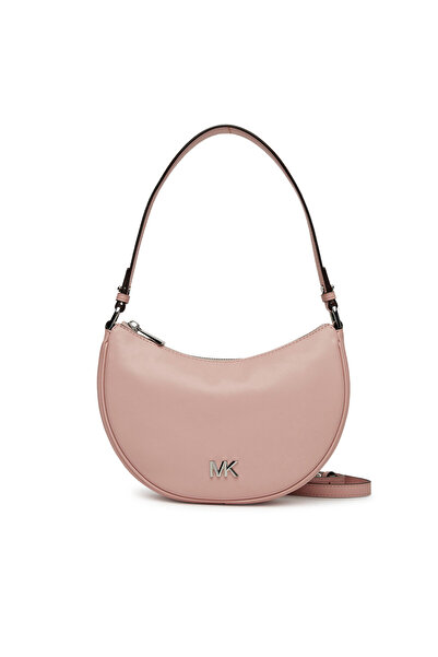 Michael Kors Women's Removable and Adjustable Shoulder Strap Zipper Closure Metallic Logo Embossed Leather Pink