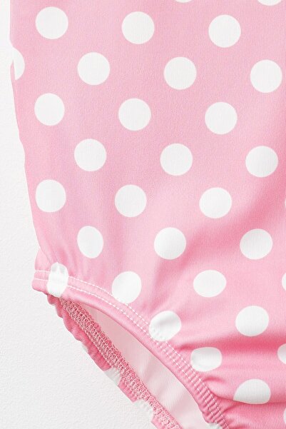 Banamio Dotty Puantiyeli Omuzları Fırfırlı Kız Çocuk Mayo