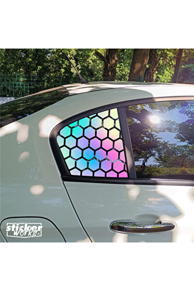 Sticker Works EGEA Kelebek نمط قرص العسل الزجاجي - يمين يسار