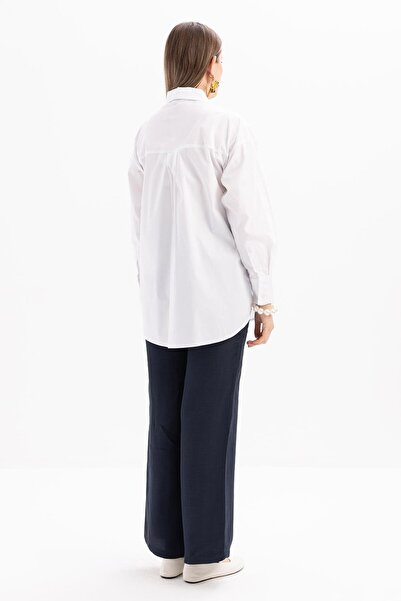 ALLDAY Beyaz-Çiçek Nakışlı Poplin Gömlek