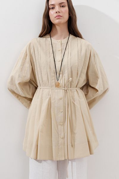 Manuka Ribbed Wide Sleeve Tunic Yellow