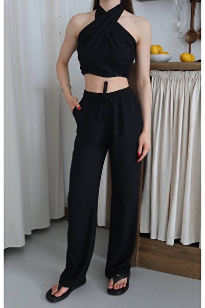 ZF BUTİK Set pantaloni bluză cu șireturi