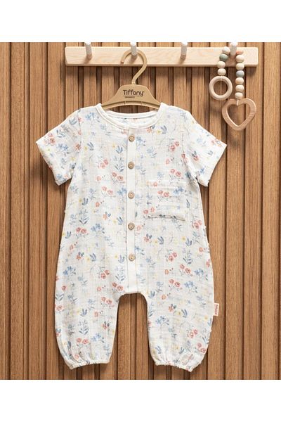 Tiffany Muslin Sweet Theme Y.Sleeve Short Jumpsuit