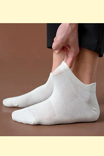 İbrahim Berk 10 Pairs White Ankle Length Women Men Unisex Socks Summer Thin Booties Socks