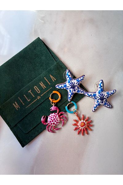 Miltonia Starfish Crab Sun Set of 4 Earrings