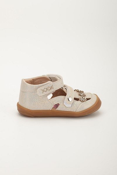 Dilimler Ayakkabı Şirinbebe Orthopedic Baby Girl First Step Shoes Gold Double Velcro Floral