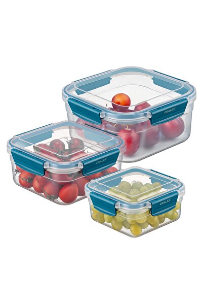 CRALEX Set 3 recipiente hermetice patrate pentru alimente CRALEX Bona, Etanse