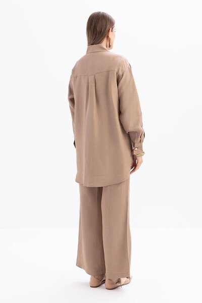 ALLDAY Vizon-Nakışlı Keten Gömlek Tunik