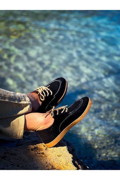 Arda Kb-X5 Kuback Black Suede Lace-Up Casual Men's Shoes