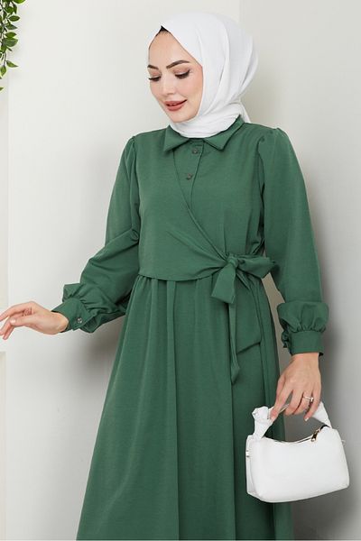 Bestenur Φόρεμα Reyel Cross Tie 1464 - Emerald Green