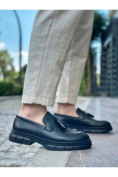 Arda Ba0240 Tasseled Skin Classic High Sole Casual Men's Shoes
