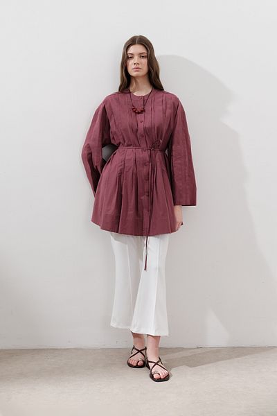 Manuka Ribbed Wide Sleeve Tunic Gülkurusu