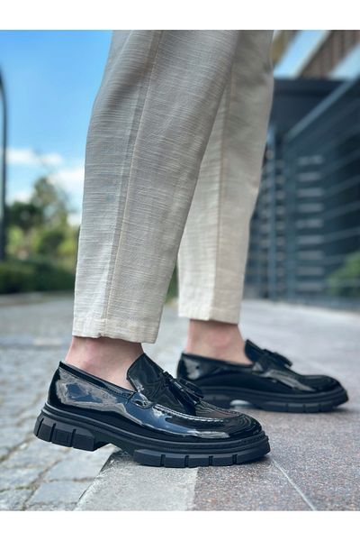 Arda Ba0240 Tasseled Patent Leather Classic High Sole Casual Men's Shoes