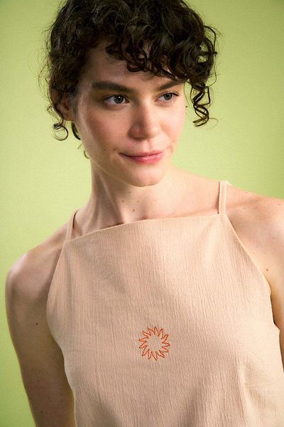 WWF Market Κοντό φόρεμα Sun and Wave Muslin - Salmon
