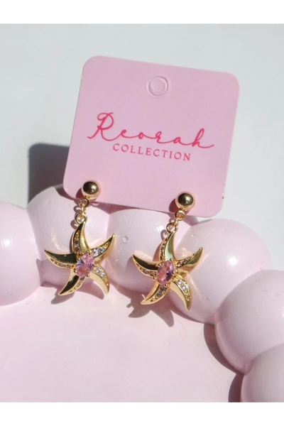 Reorah Collection Pink Starfish Küpe Altın Kaplama