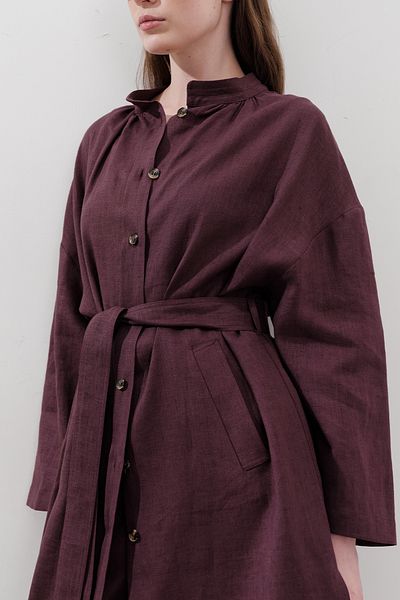 Manuka Linen Belt Long Tunic Plum