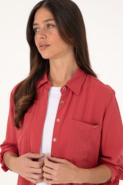 U.S. Polo Assn. Women's Cherry Long Sleeve Tunic Shirt 50307672-Vr223