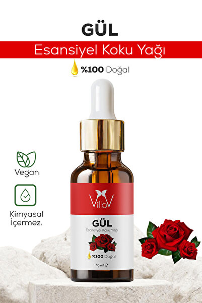 Villov Gül Esansiyel Uçucu Koku Yağı Difüzör Esansı Buhurdanlık Yağı Aromater...