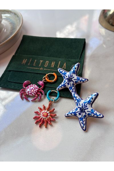 Miltonia Starfish Crab Sun Set of 4 Earrings
