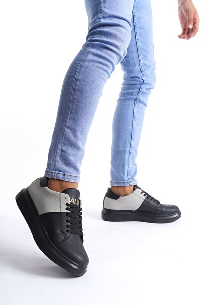 EBRUS TREND Et151 Boost Lace-Up Skin Suede Men's Casual Sneaker Shoes St - Black/Gray