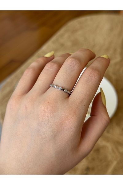 Ephyra Adjustable Silver Color Stone Oval Minimal Ring