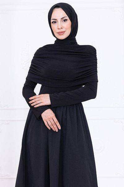 hafsamina Draped Dress Black Hm2780