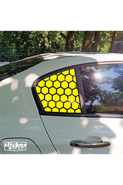 Sticker Works EGEA Kelebek نمط قرص العسل الزجاجي - يمين يسار