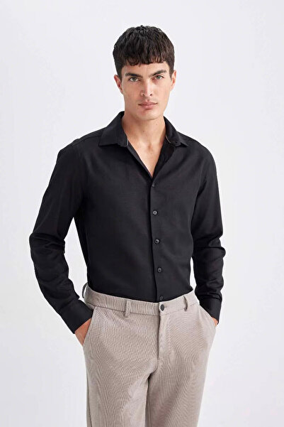 DeFacto Oxford Basic Чорна чоловіча сорочка R4340AZ/BK27