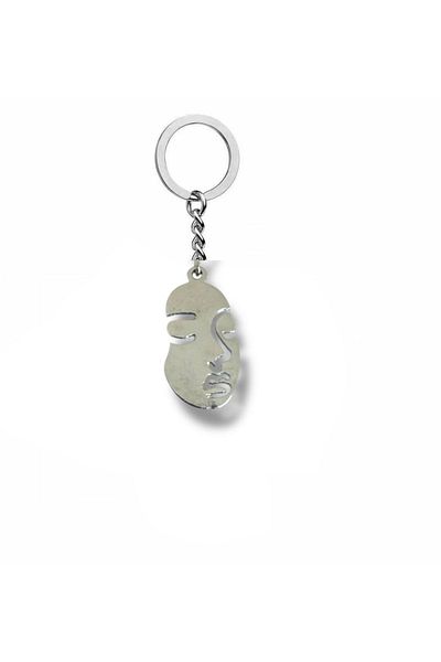 Herşey Nota Abstract Human Face Figured Metal Keychain – Artistic and Modern Accessory