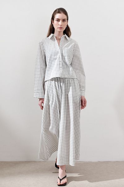 Manuka Patterned Poplin Skirt Ecru