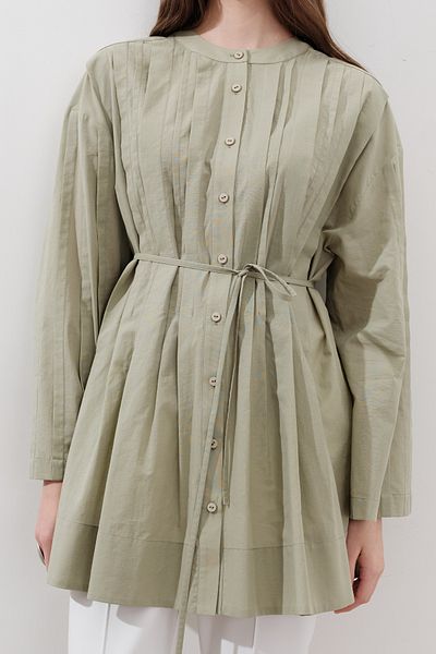Manuka Ribbed Wide Sleeve Tunic Çağla