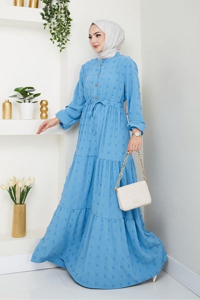 Bestenur Φόρεμα Ayrobin με πολυστρωματικό πομπόν 1550 - Baby Blue