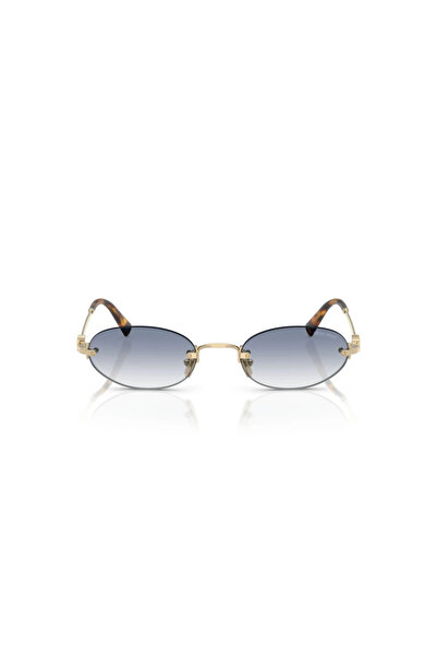 Miu Miu A54S Zvn80O 51 Women's Oval Gold Metal Sunglasses