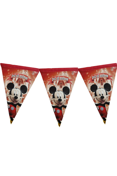 Masha ve Koca Ayı Mickey Mouse 11 Bayraklı Üçgen Flama Doğum Günü Parti Süsü ...