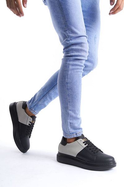 EBRUS TREND Et151 Boost Lace-Up Skin Suede Men's Casual Sneaker Shoes St - Black/Gray