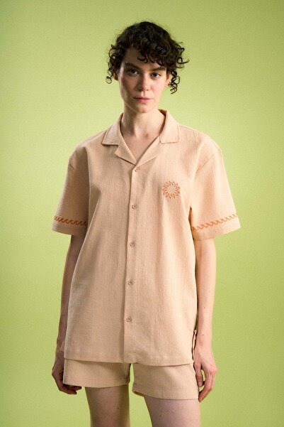 WWF Market Sun and Wave Muslin Shirt - Beige