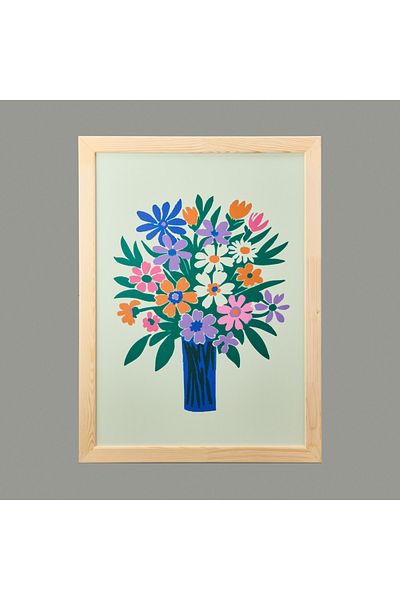 Evidea Deco Granny Summer Framed Painting - Blue - 50X70 cm