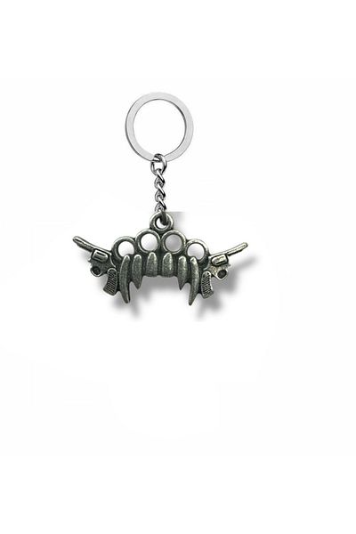 Herşey Nota Metal Keychain with Gun and Vampire Tooth Figure – the Key to Gothic Style