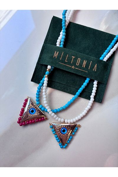Miltonia Eye Bead Summer Necklace Blue