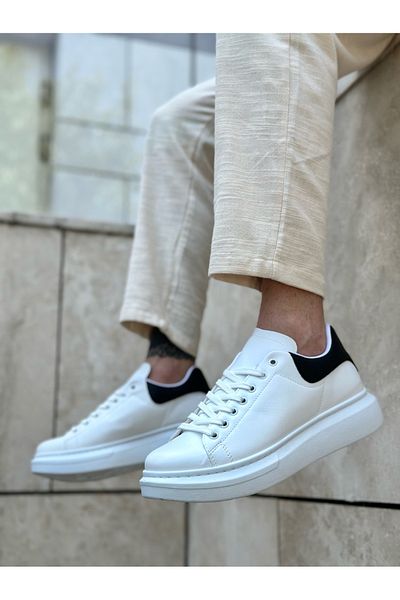 Arda BA0547 BOA Thick High Sole White Black Lace-Up Sports Men's Shoes