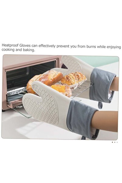 PUFO Cooking silicone oven mitt for grill or oven, lined, 30 cm, gray/blue